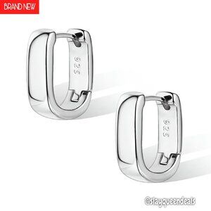 Sterling Silver Small Chunky Hoop Earrings Hypoallergenic Minimalist Huggie